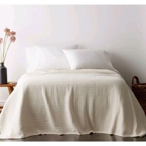 The Company Store Gossamer 100% Cotton Gauzy Light Blanket White Twin NEW! $149